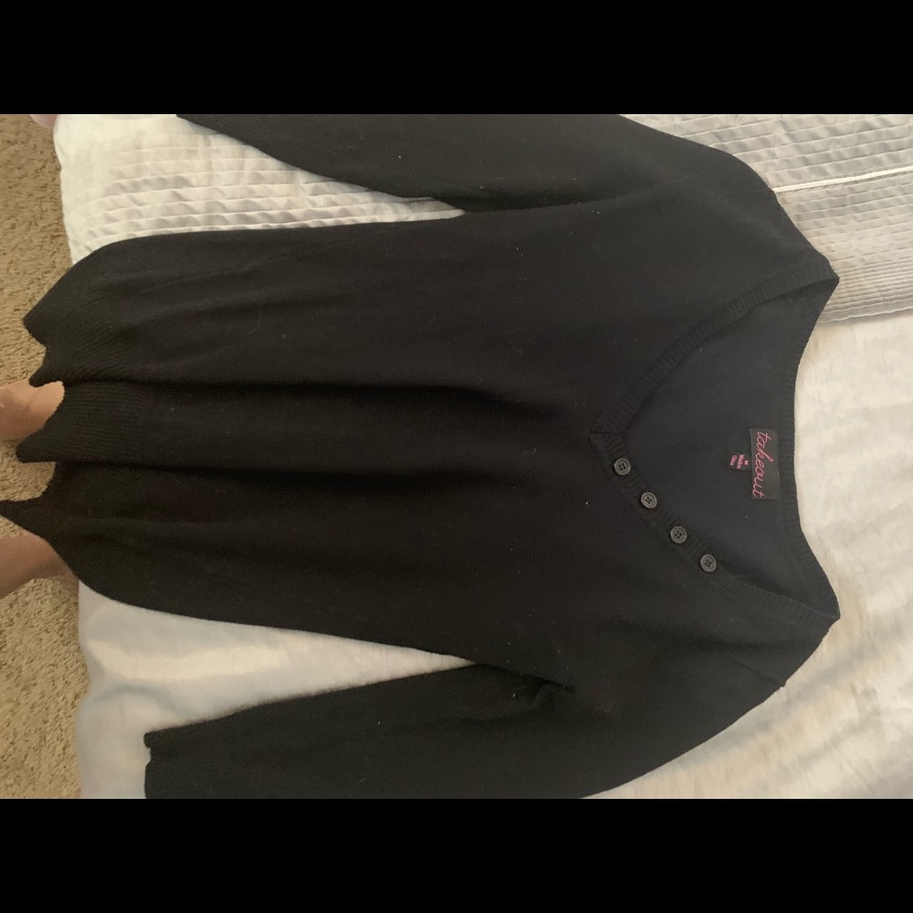 Take out black v neck sweater